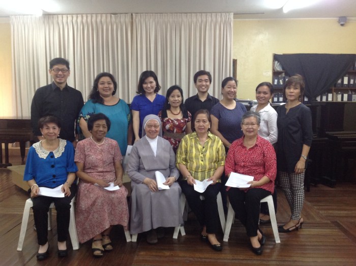 The PTGPFI Officers and Board members together with Sr. Annunciata Sta. Ana, SPC Front row (L-R): Lourdes Guillen, Mauricia Borromeo, Sr. Maria Annunciata Sta. Ana, SPC, Cecile Roxas, Ingrid Chua-Lao Back row (L-R): Anthony Say, Reubel Uy, Ya-shu Lin, Meriam Macalisang, Eloise Gonzalo, Melissa Taqueban, Mary Anne Espina